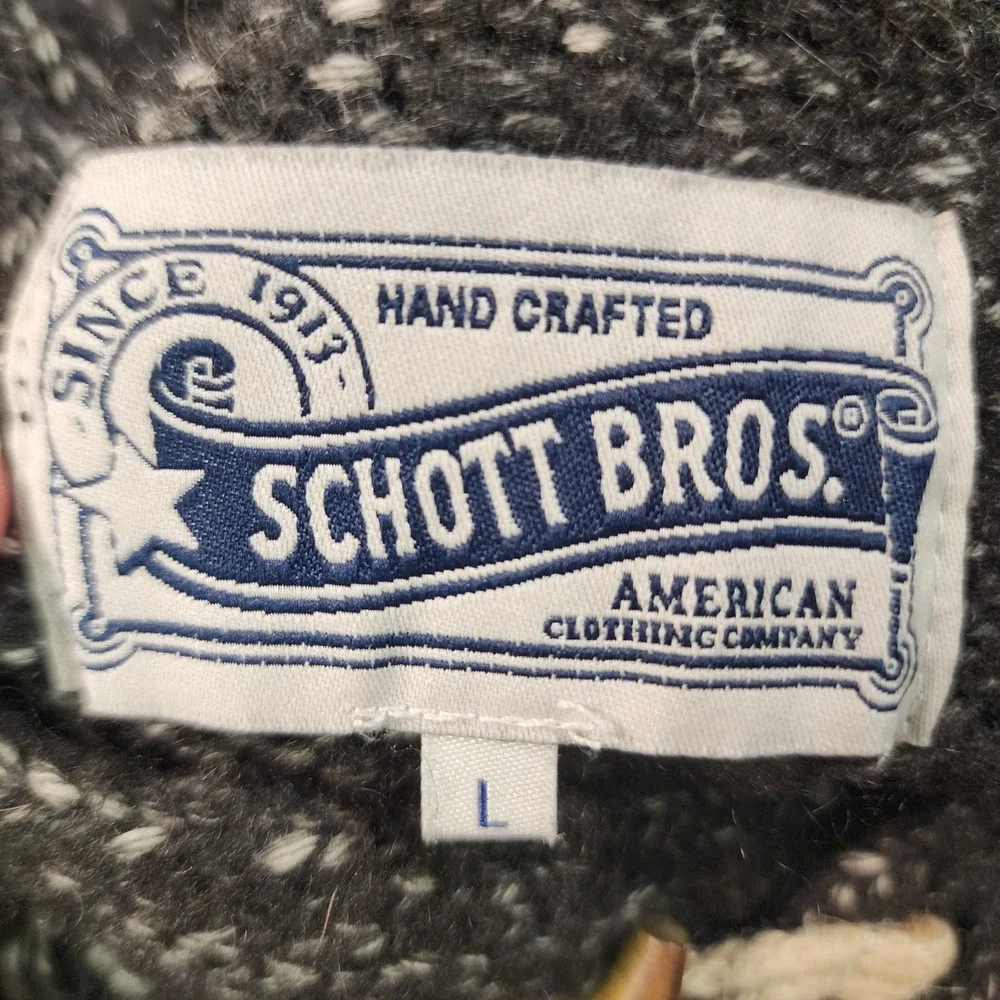 Schott Bros Yak Down Blend Sweater L Shawl Collar Toggle Cable Knit Grandpacore
